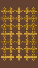 Gold Cross pattern hand drawn design on Brown background illustration