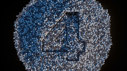 Reflective blue and gray spheres form number 41 on black background, creating modern and stylish design