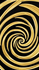 Naklejka premium Gold Spiral pattern hand drawn design on Black background illustration