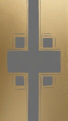 Obraz premium Gray Cross pattern hand drawn design on Gold background illustration