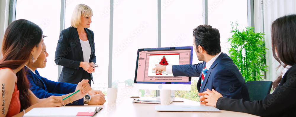 Aufkleber cyber attacking concept. malware alert showing on computer screen display scam and threat detection 