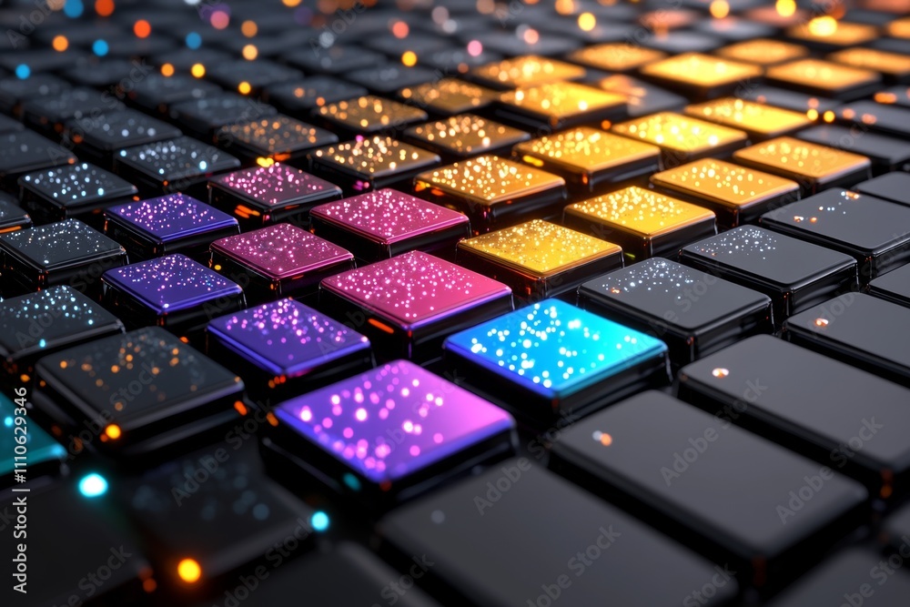 Poster A clean grid of colorful pixels forming the silhouette of a computer monitor, evoking retro simplicity
