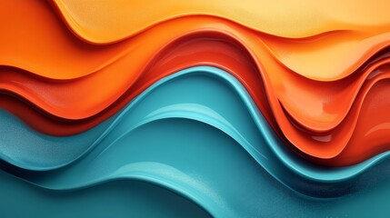 Obraz premium Abstract Orange and Teal Wave Pattern Design
