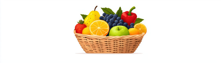Fresh fruits in basket, promoting healthy lifestyle and vibrant colors