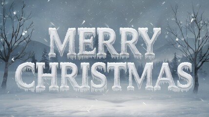 Merry Christmas and snow word
