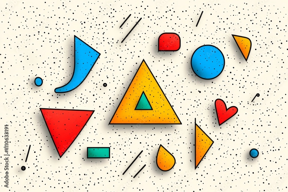 Poster a flat vector illustration of a cmyk color guidebook drawn with simple geometric shapes and pastel h