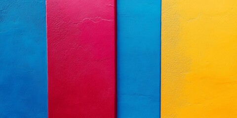 Fototapeta premium Vibrant Blue Red Yellow Wall Texture Background