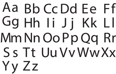 letters black signs alphabet capital and small characters set