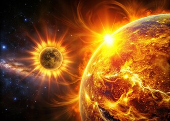 Captivating Big Sunspot on the Sun's Surface with Dramatic Solar Flares and Energy Emissions, Showcasing the Intense Activity of Our Star in a Striking Visual Format