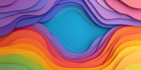 Fototapeta premium Colorful Rainbow Papercut Waves Abstract Background Design