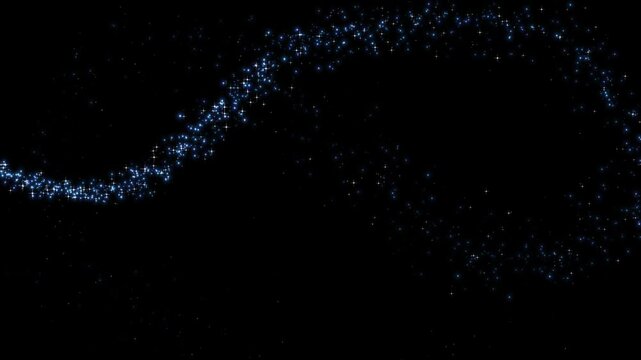 Flying shining plume of light, stardust tail. Glitter Light circle trail Sparkling spiral particle effect animation. Festive, logo title decoration. Festival Christmas, New Year. 3D Illustration