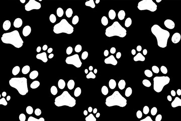 Fototapeta premium Dog's paws seamless pattern. Cat paws hand drawn pattern. Pet paws background