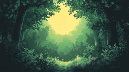 Serene Forest Path Leading Towards Sunlight