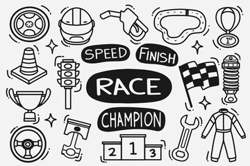 set of doodles race good for background, wallpaper, element design, icons, etc
