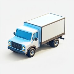 Isometric low-poly white delivery truck.