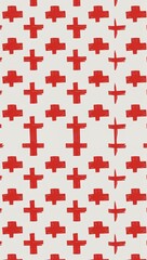 Red Cross pattern hand drawn design on White background illustration