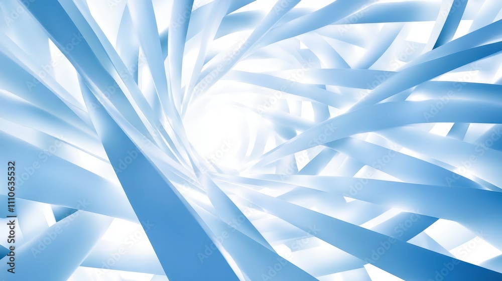 Poster Whirling Light and Blue Ribbons Create a Mesmerizing Tunnel Effect in an Abstract Composition