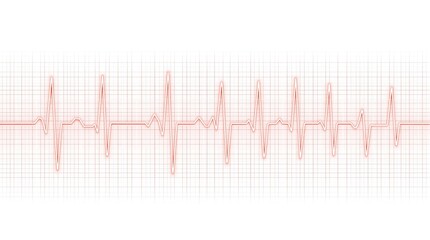 Abstract Red ECG Heartbeat Pattern on White Background. Generator AI