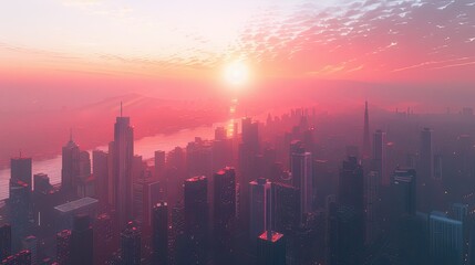 Obraz premium city skyline at sunset