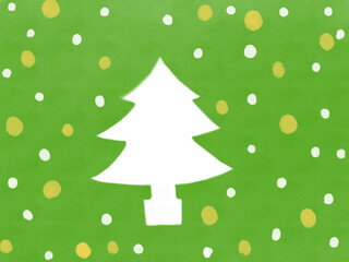 緑背景のクリスマスツリーのシンプルなデザインのイラスト