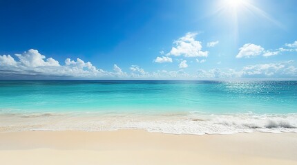 Tropical Beach with Clear Blue Water. Perfect summer day in a tropical paradise.
