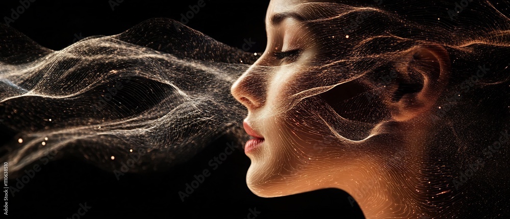 Poster rhythmic speech visualized as flowing sound patterns and pulsing energy an abstract digital artwork 