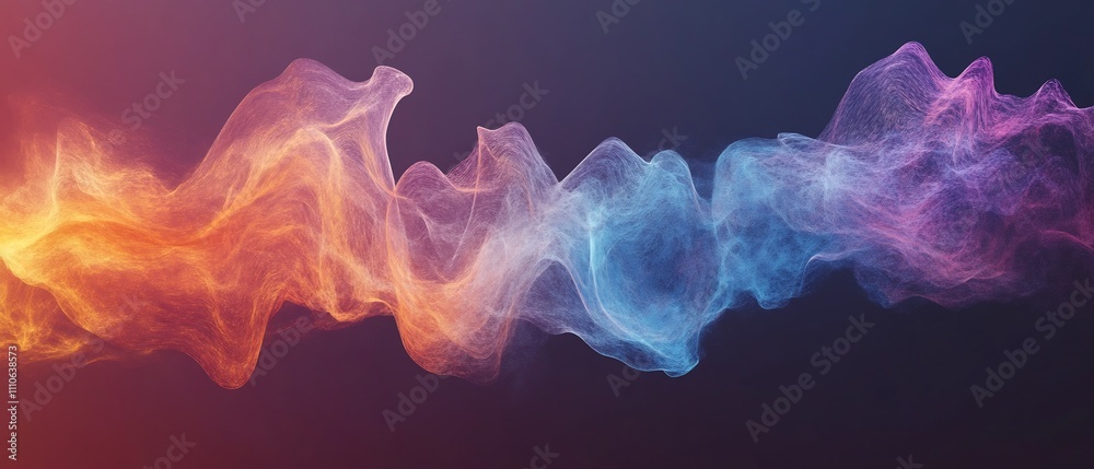 Poster visually stunning abstract image depicting the intricate transitions and variations of waveforms rep