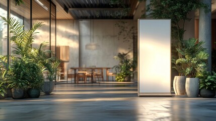 Modern Lobby Blank Signage With Plants