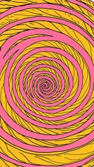 Yellow Spiral pattern hand drawn design on Pink background illustration