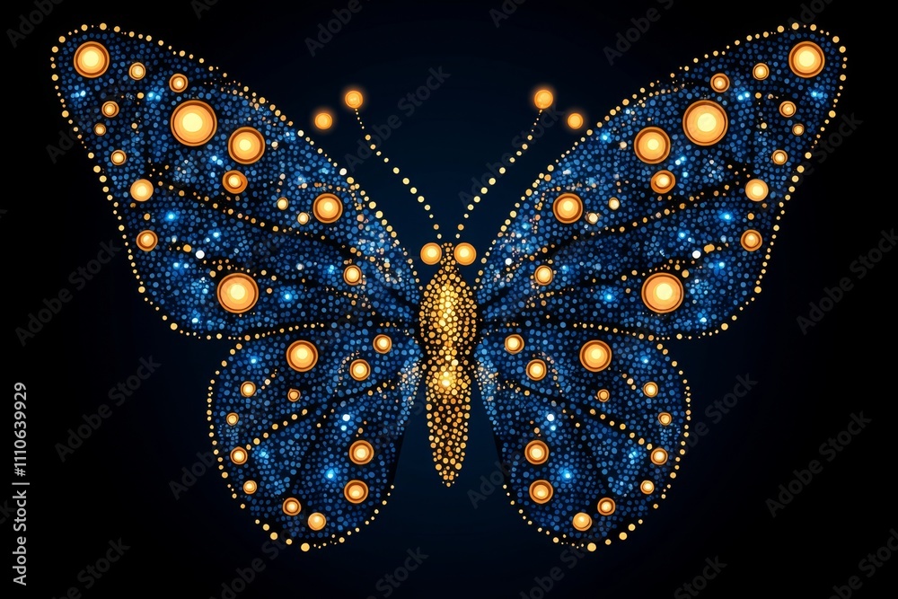 Aufkleber A stylized butterfly design composed of simple dots and lines, creating an elegant, abstract pattern