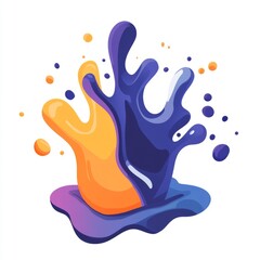 Obraz premium Abstract Colorful Paint Splatter Liquid Design Fluid Art Orange Blue Splash
