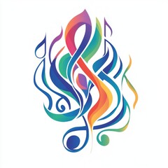 Fototapeta premium Abstract Music Logo Colorful Flowing Notes Emotions Design
