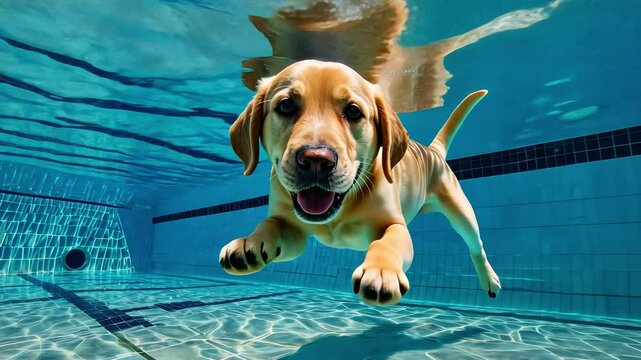 dog swimming in pool