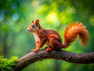 Obraz premium Captivating Image of a Red Flying Squirrel in Its Natural Habitat with Ample Copy Space for Text or Branding Use – Perfect for Nature and Wildlife Projects
