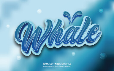 Whale 3D editable text style effect	