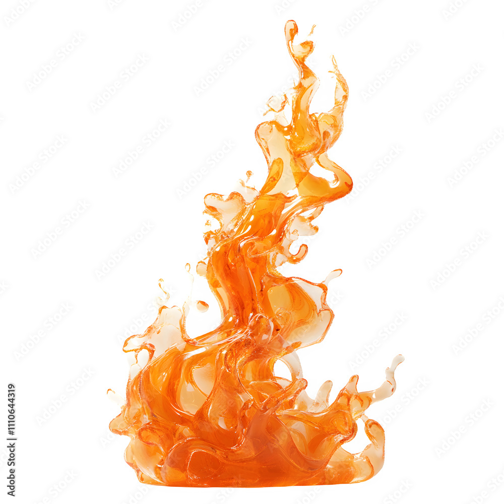 Poster Vibrant orange juice splashing, creating a dynamic visual with a clean, transparent backdrop