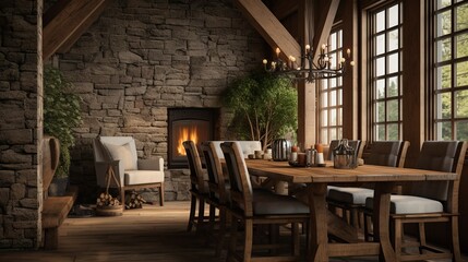 Fototapeta premium A photo of a cozy and rustic dining room
