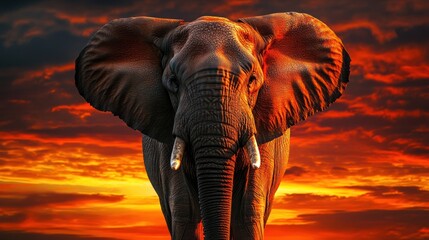 African Elephant Sunset