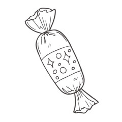 Isolated vector illustration of candy. Cute thin line icon for design, cover etc.