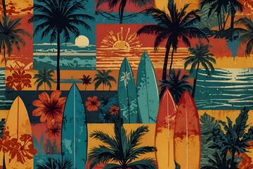 Travel places in the world, Aerial view of a tropical island with lush greenery, turquoise waters, and a seaplane landing on serene beach, Paintbrush art paint creativity craft backgrounds exhibition