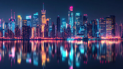 digital and modern building with neon light effects background, modern stylist digital light building with shiny neon light effect, abstract ultra modern light effect of cityscape with buildings.