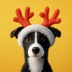 Obraz premium A dog with a reindeer hairband