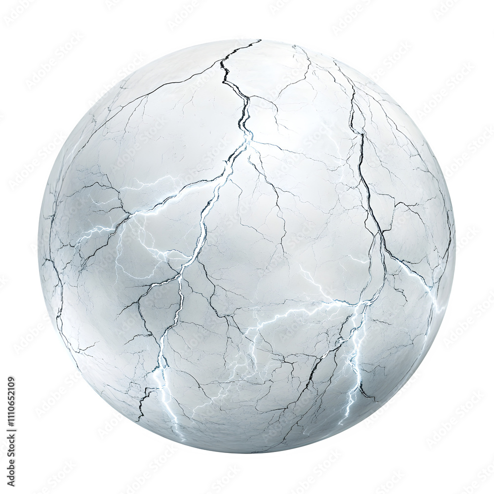 Poster electric shocks illuminating cracks on a white planet surface, creating a dramatic and otherworldly 