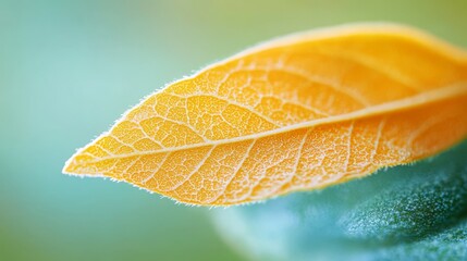 A Single Yellow Leaf Vein Detail Close Up