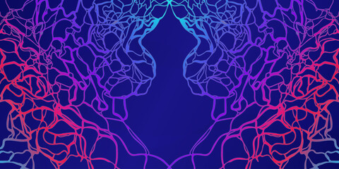 Abstract hand drawn neon shape, artistic colorful nerve pattern illustration suitable for presentation background, banner, business card, header and footer invitation.