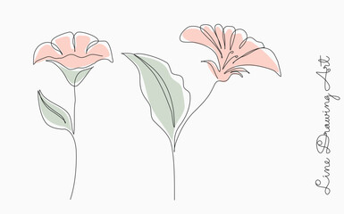 hand drawn flowers with continuous lines