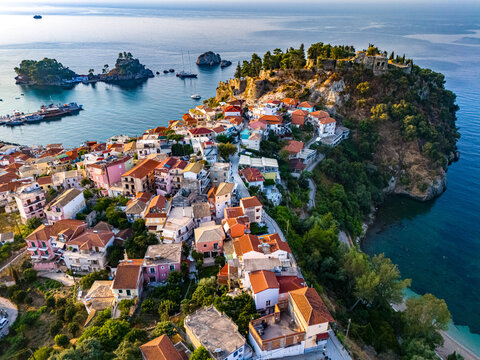 Aerial view of Parga, in the region of Preveza in Epirus, Greece