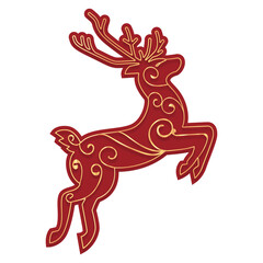 Red & Golden reindeer christmas transparent decoration item, elements for christmas tree, snow flakes, santa hat, gift, decor tree, gift socks, santa claus bell, ball light, ribbon.