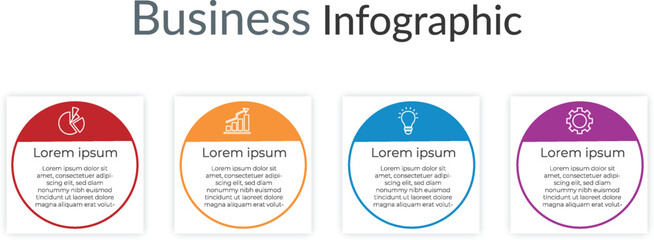 Business Infographic Element With Icons And Options Or Steps For Presentation Process Chart And Layout.