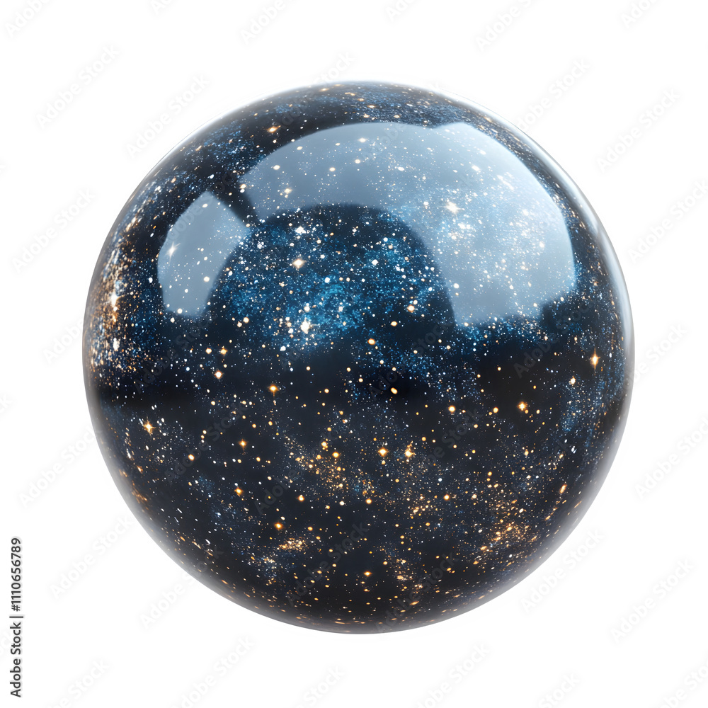 Fototapete transparent sphere containing a galaxy with stars and nebulas, isolated on transparent background, i
